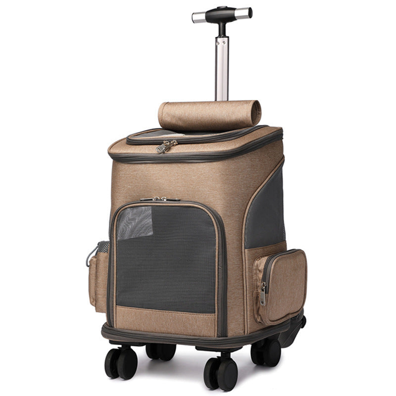 Sac à dos de transport pour animaux, pliable et à roulettes, chariot de voyage pour chat avec roues universelles