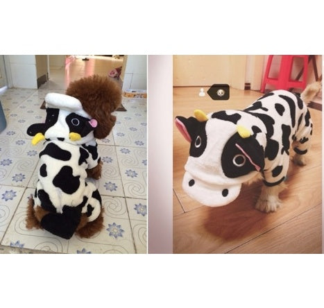 Nouveau Manteau Chaud Chien Chat Déguisement Vache Sweat à Capuche Vêtements Pull Hiver Vêtements pour Chat Combinaison Vache