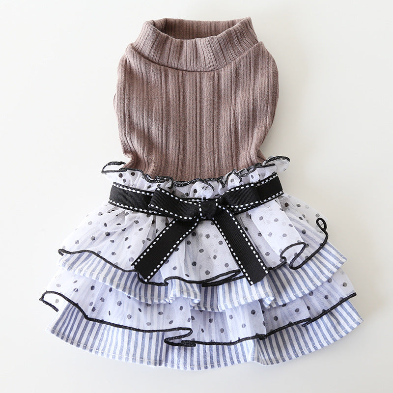 Robe de gâteau en dentelle à pois pour animaux de compagnie