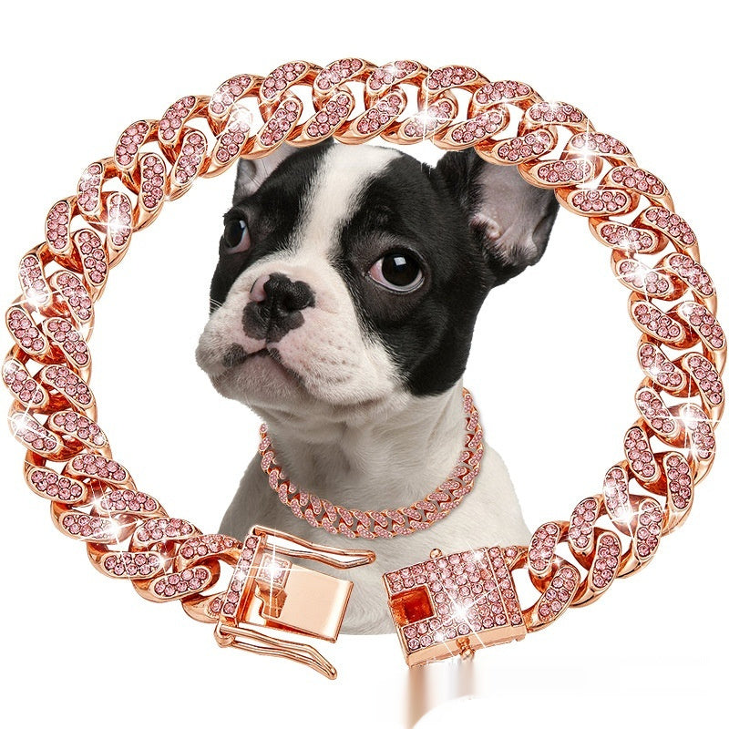 Collier Diamant pour Animaux de Compagnie Chaîne Maille Cubaine Petits Chiens Moyens Grands Chiens et Chats