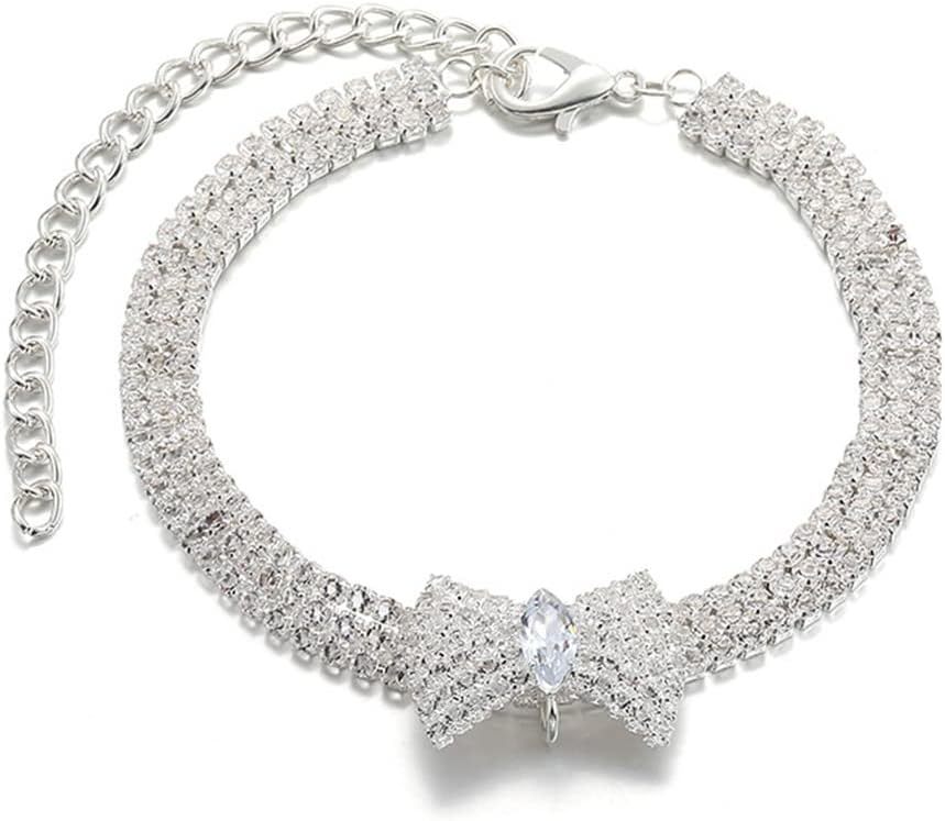 Collier pour animal avec diamant, nœud en cristal réglable pour mariage, collier pour chat et chien, accessoire de décoration pour petit et moyen animal