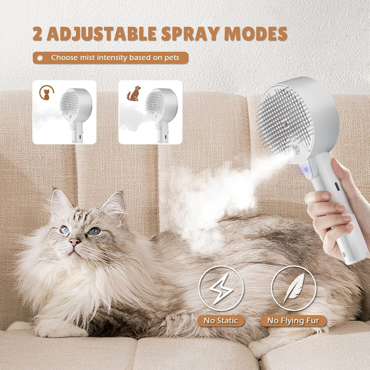 Cat Steam Brush For Shedding Spritz Defur Comb For Cats Cloud Care Cat Brush For Indoor Cats Shedding Steam Cat Brush For Long Short Hair Cats Dogs Spray Pet Grooming Brush For Massage Clean