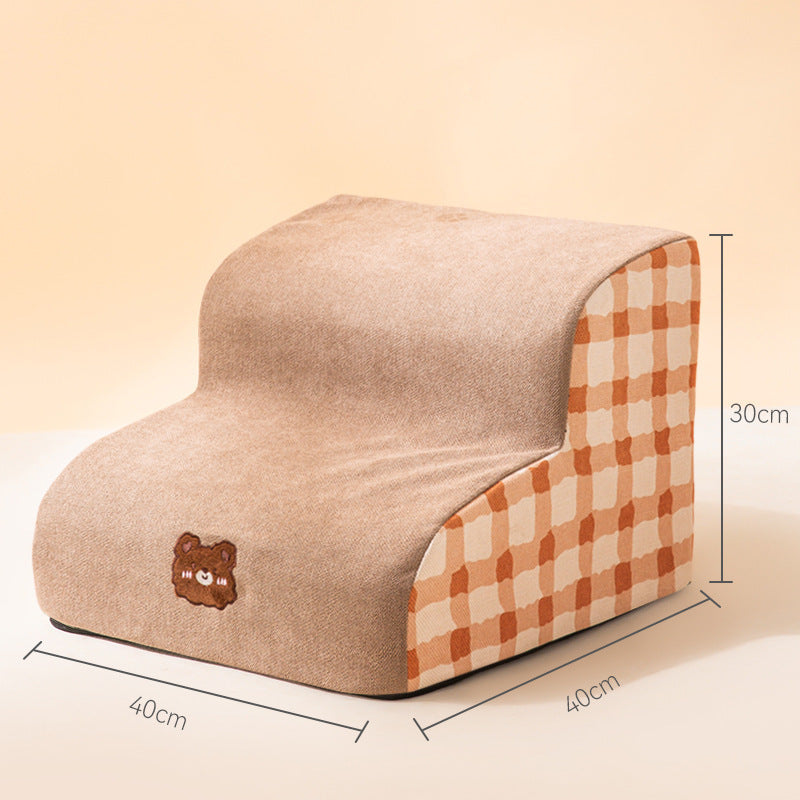 Escalier pour petit chien avec marche en mousse déhoussable