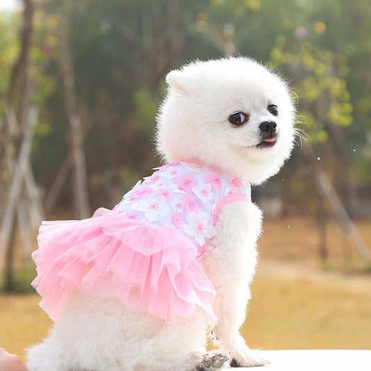 Jupe pour chien, fournitures pour animaux, jupe fleur de pêcher en coton