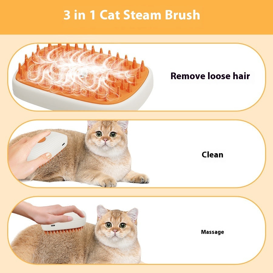 Brosse à vapeur rechargeable par USB pour animaux, peigne de massage par pulvérisation, accessoires de toilettage, brosse à vapeur pour chat, produits pour animaux