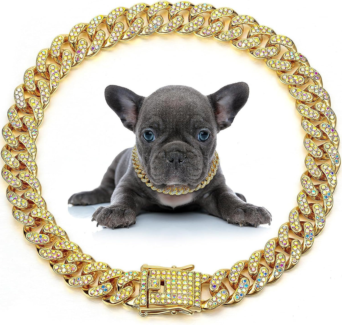 Collier pour chien en métal, chaîne pour chat, bijou avec cristaux pour animaux de compagnie, accessoires pour chiens et chats de petite, moyenne et grande taille