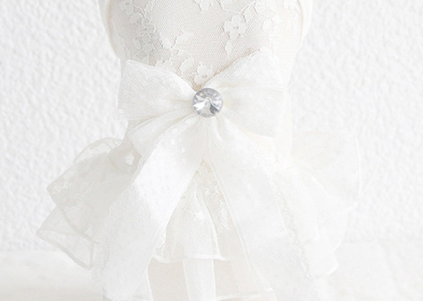Robe de mariée en dentelle pour petit animal de compagnie, style été