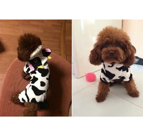 Nouveau Manteau Chaud Chien Chat Déguisement Vache Sweat à Capuche Vêtements Pull Hiver Vêtements pour Chat Combinaison Vache