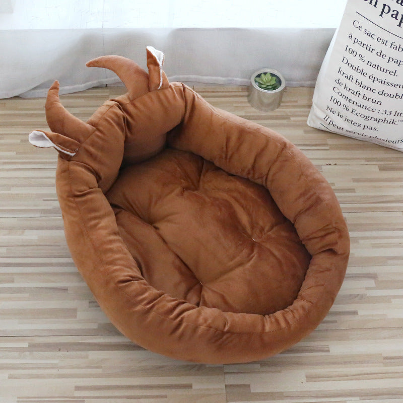 Coussin de lit pour animal de compagnie épais à dossier haut avec motif cartoon