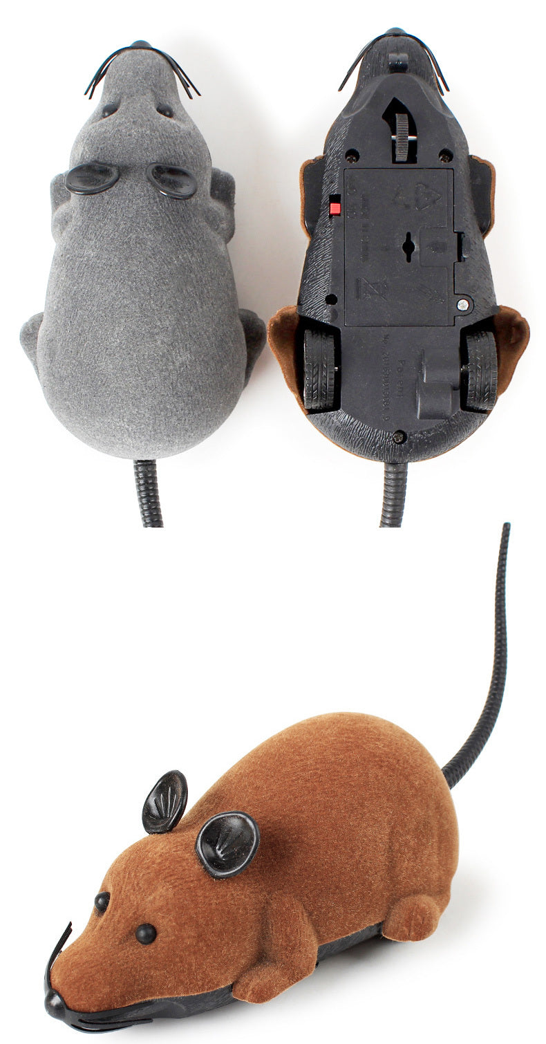 Nouvelle simulation de souris amusante en flocage électrique avec télécommande, emballage en boîte de couleur, jouet pour chat, fournitures pour animaux de compagnie, batterie intégrée