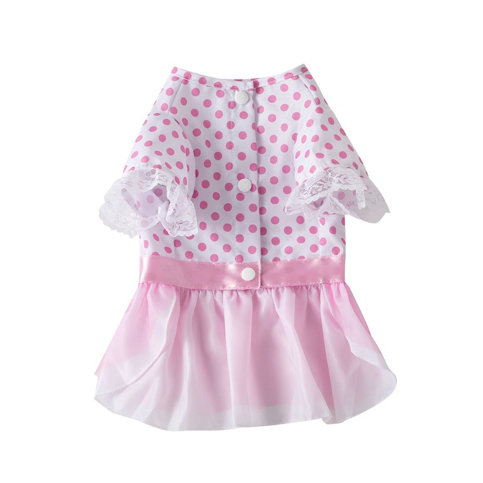 Dog Clothes Pet Polka Dot Breathable Princess Tulle Skirt