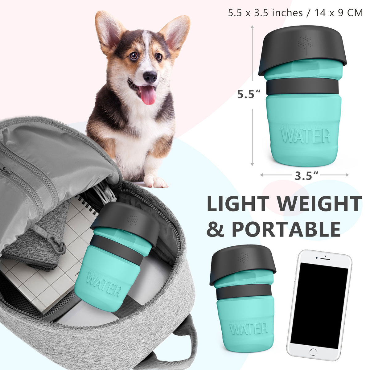 Bouteille d'eau pliable pour chien, gourde de voyage pour animaux, distributeur d'eau pour chien