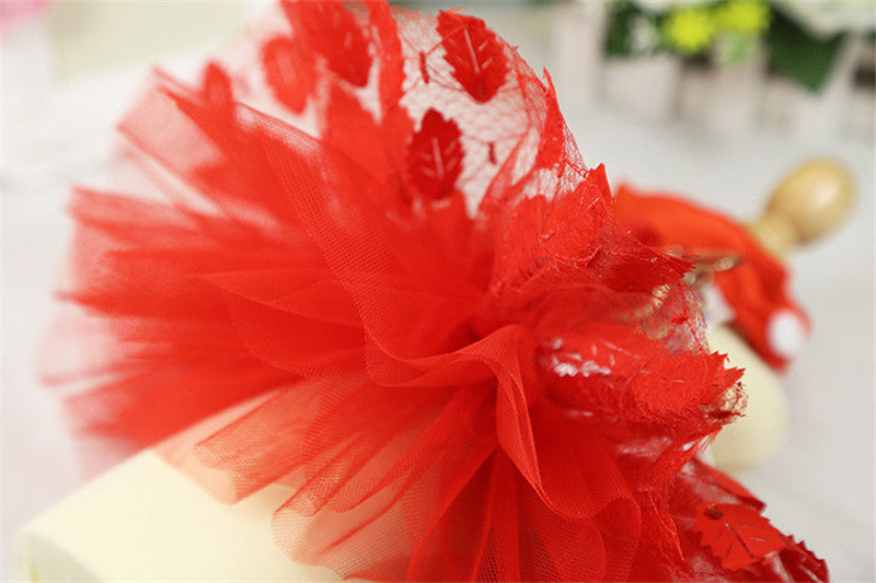 Robe de mariée pour chien, robe à feuilles d'arbre scintillantes, grande robe rouge et violette