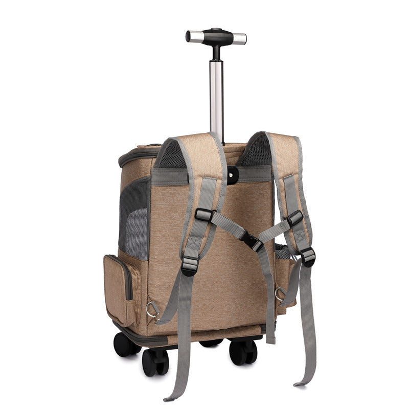 Sac à dos de transport pour animaux, pliable et à roulettes, chariot de voyage pour chat avec roues universelles