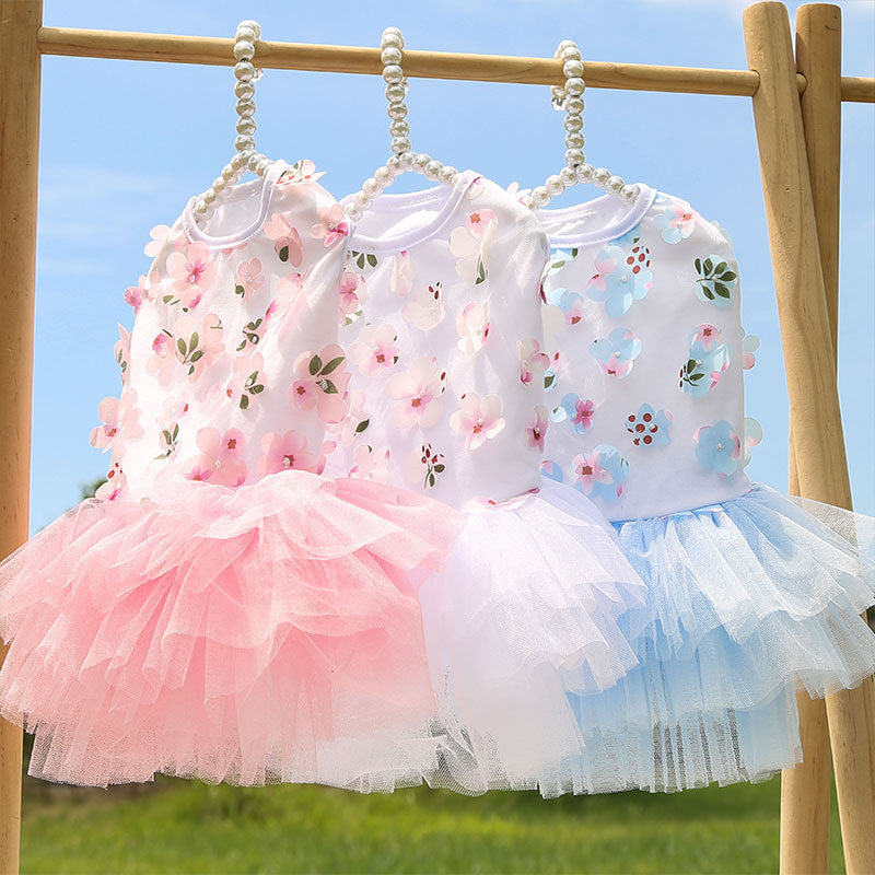 Jupe pour chien, fournitures pour animaux, jupe fleur de pêcher en coton