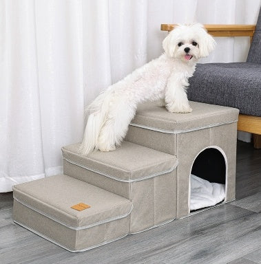 Cage chenil multifonctionnelle, escaliers pour chiens, lit supérieur, canapé, rampe pour chiots, fournitures pour animaux de compagnie
