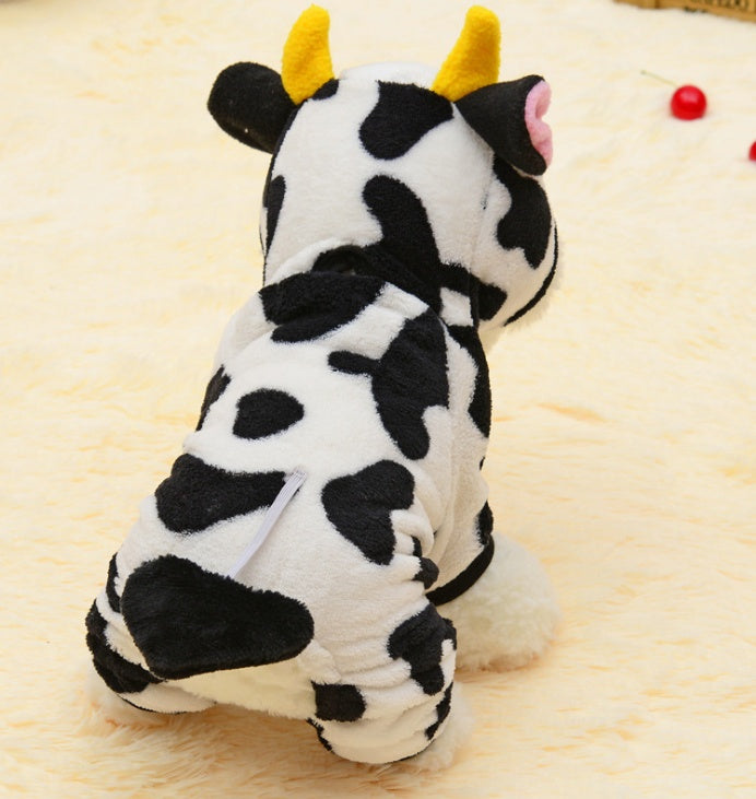 Nouveau Manteau Chaud Chien Chat Déguisement Vache Sweat à Capuche Vêtements Pull Hiver Vêtements pour Chat Combinaison Vache