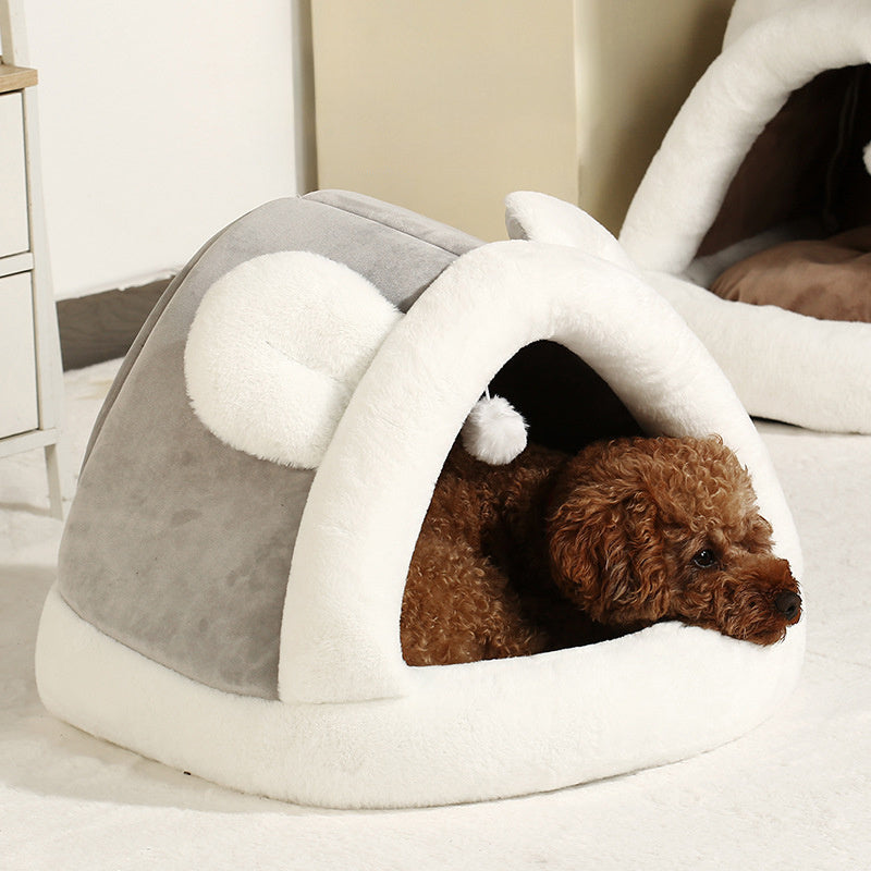 Tente de lit en forme de caverne pour chats et petits chiens, lit de tente pour chat auto-chauffant, cabane pour chat, lit confortable pour animaux de compagnie