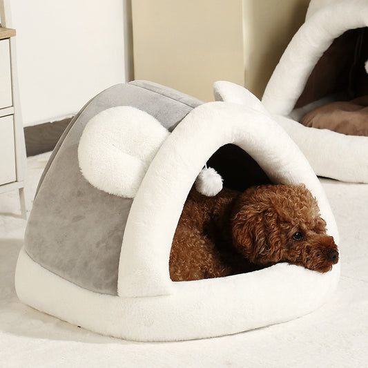 Tente de lit en forme de caverne pour chats et petits chiens, lit de tente pour chat auto-chauffant, cabane pour chat, lit confortable pour animaux de compagnie