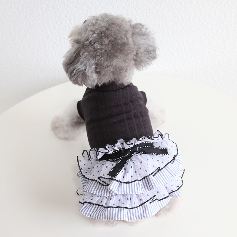 Robe de gâteau en dentelle à pois pour animaux de compagnie