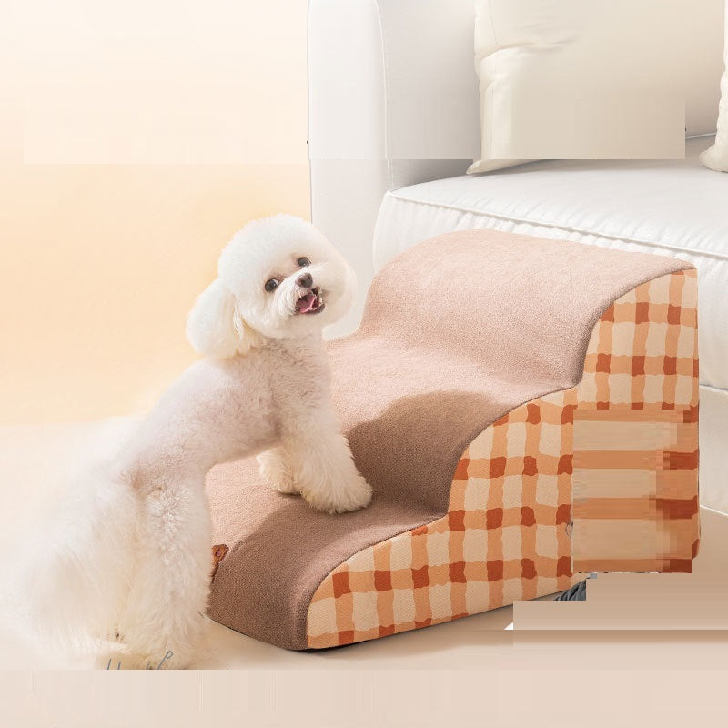 Escalier pour petit chien avec marche en mousse déhoussable