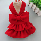 Cute Solid Color Pet Hairy New Year Christmas Dress