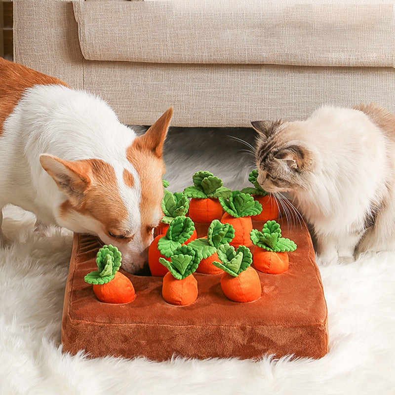 Jouets pour chiens et chats – Jouet en peluche carotte – Jouet à mâcher en forme de légume – Tapis de fouille – Jouet à mâcher durable pour chiots – Accessoires pour chiens