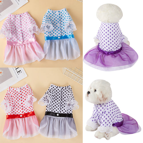 Dog Clothes Pet Polka Dot Breathable Princess Tulle Skirt