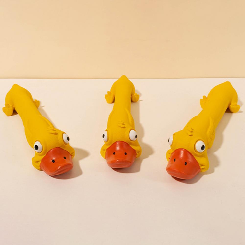 Jouet pour chien en latex pour le grincement des dents, jouet durable pour la santé dentaire, jouet couineur en forme de canard jaune mignon pour le soulagement de l'ennui et le soin des dents