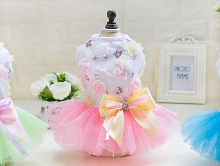Jupe pour chien princesse tutu printemps-été robe Teddy en maille fine vêtements d'été pour chien