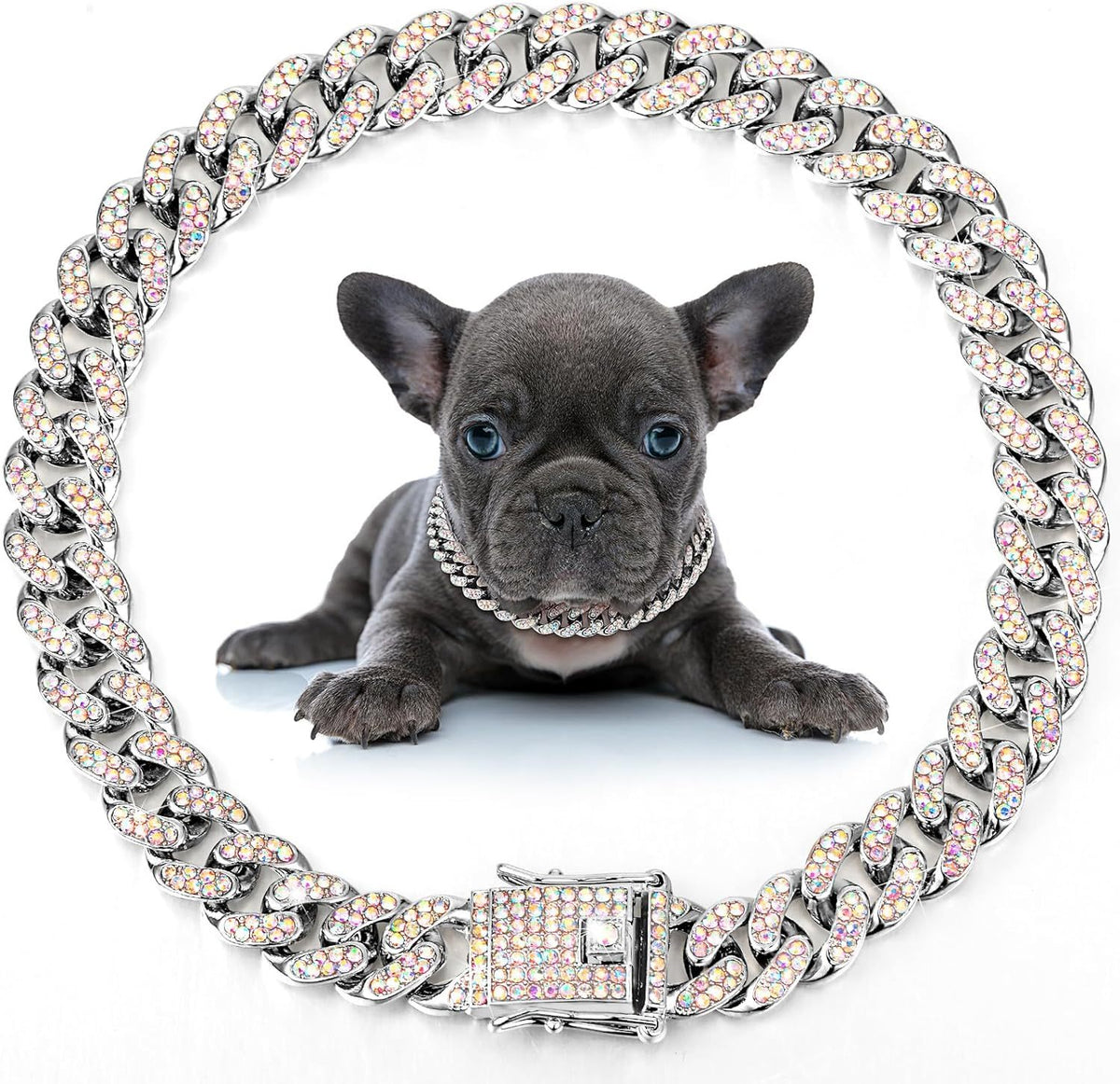Collier pour chien en métal, chaîne pour chat, bijou avec cristaux pour animaux de compagnie, accessoires pour chiens et chats de petite, moyenne et grande taille