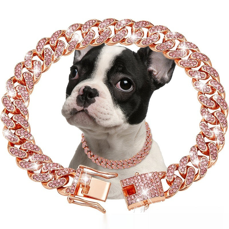 Collier Diamant pour Animaux de Compagnie Chaîne Maille Cubaine Petits Chiens Moyens Grands Chiens et Chats