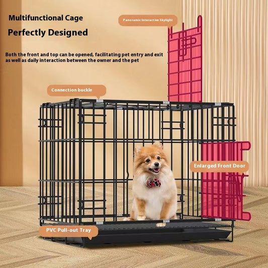 Cage pour petit chien, niche pour chiot, cage pour chat avec bac à litière séparé, taille moyenne