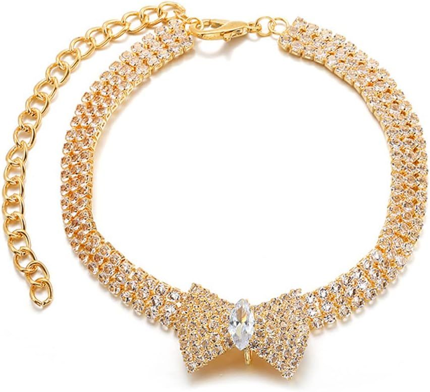 Collier pour animal avec diamant, nœud en cristal réglable pour mariage, collier pour chat et chien, accessoire de décoration pour petit et moyen animal