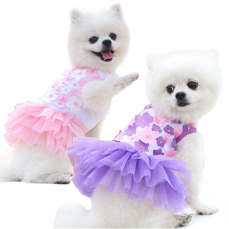Jupe pour chien, fournitures pour animaux, jupe fleur de pêcher en coton