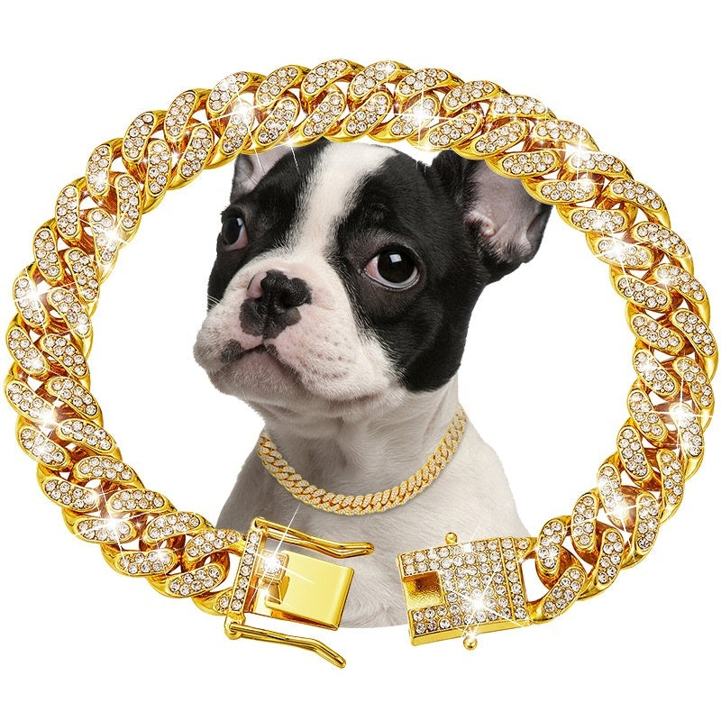 Collier Diamant pour Animaux de Compagnie Chaîne Maille Cubaine Petits Chiens Moyens Grands Chiens et Chats