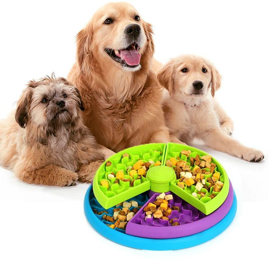 Gamelle Lente pour Chien avec Puzzle 3 Niveaux Anti-étouffement Antidérapante Mangeoire Lente Interactif pour Chiot Accessoires pour Animaux de Compagnie