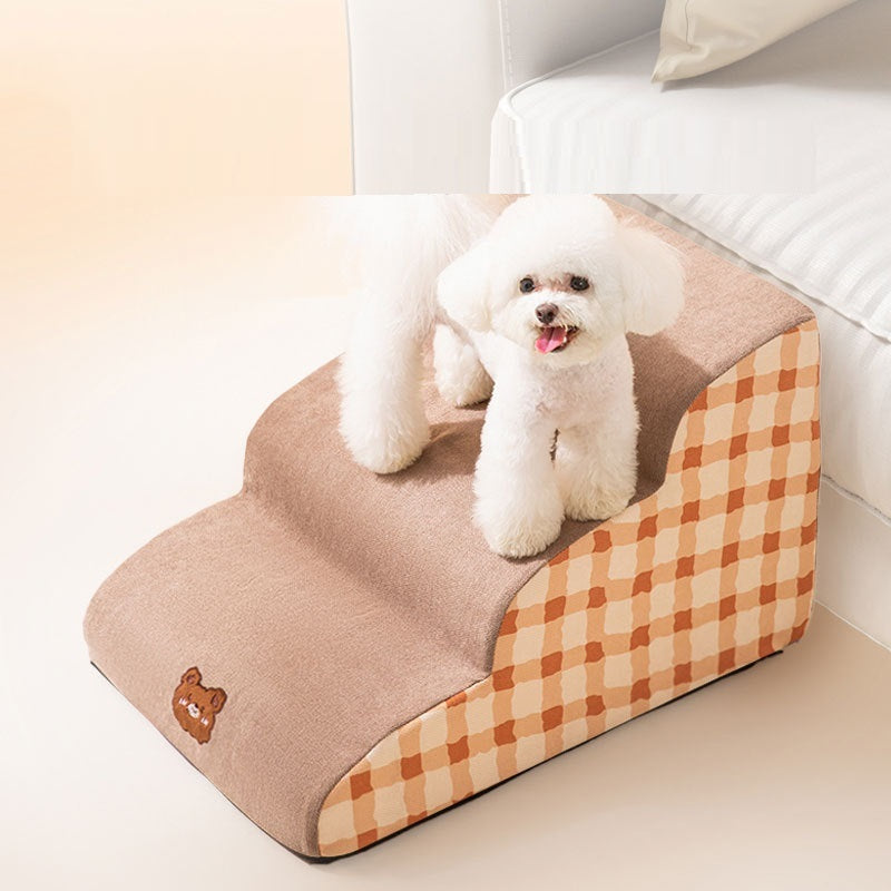 Escalier pour petit chien avec marche en mousse déhoussable