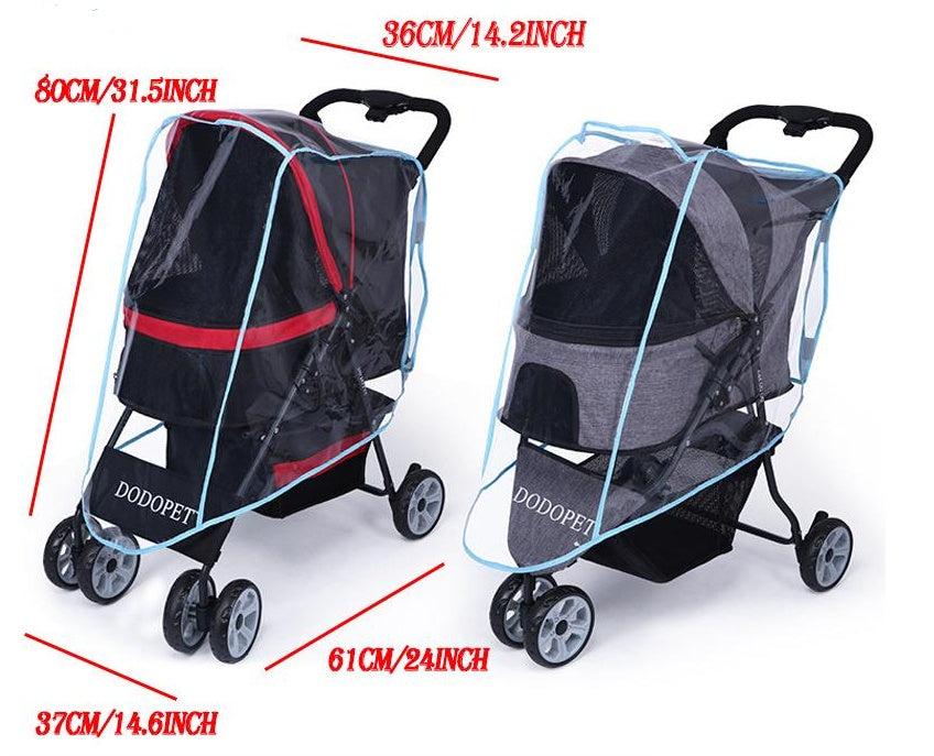 Housse de pluie pour poussette d'animaux, imperméable pour poussette de bébé, housse de pluie et coupe-vent pour poussette pour chien