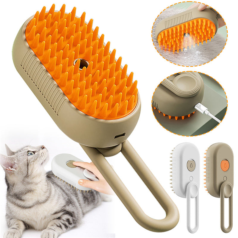 Brosse à vapeur pour chat, brosse à vapeur pour chien, brosse électrique 3 en 1 pour chat, peigne de toilettage pour animaux avec spray pour massage et épilation, produits pour animaux