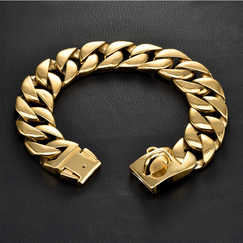 Collier pour chien renforcé en acier inoxydable et acier titane de 42 mm de largeur
