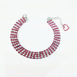 Four-row Rhinestone Pet Collar Dogs And Cats Heart-shaped Chain