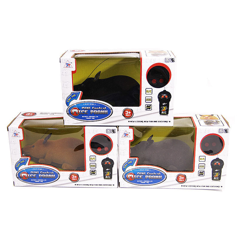 Nouvelle simulation de souris amusante en flocage électrique avec télécommande, emballage en boîte de couleur, jouet pour chat, fournitures pour animaux de compagnie, batterie intégrée