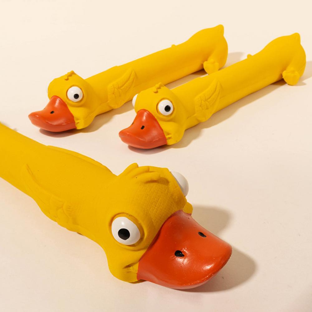 Jouet pour chien en latex pour le grincement des dents, jouet durable pour la santé dentaire, jouet couineur en forme de canard jaune mignon pour le soulagement de l'ennui et le soin des dents