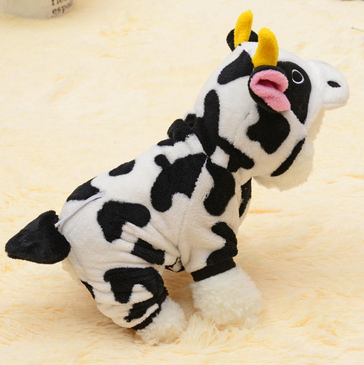 Nouveau Manteau Chaud Chien Chat Déguisement Vache Sweat à Capuche Vêtements Pull Hiver Vêtements pour Chat Combinaison Vache
