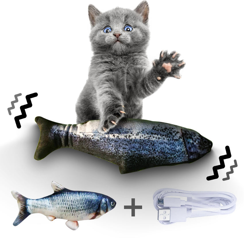 Version sans herbe à chat - Jouet électrique de simulation de poisson sauteur