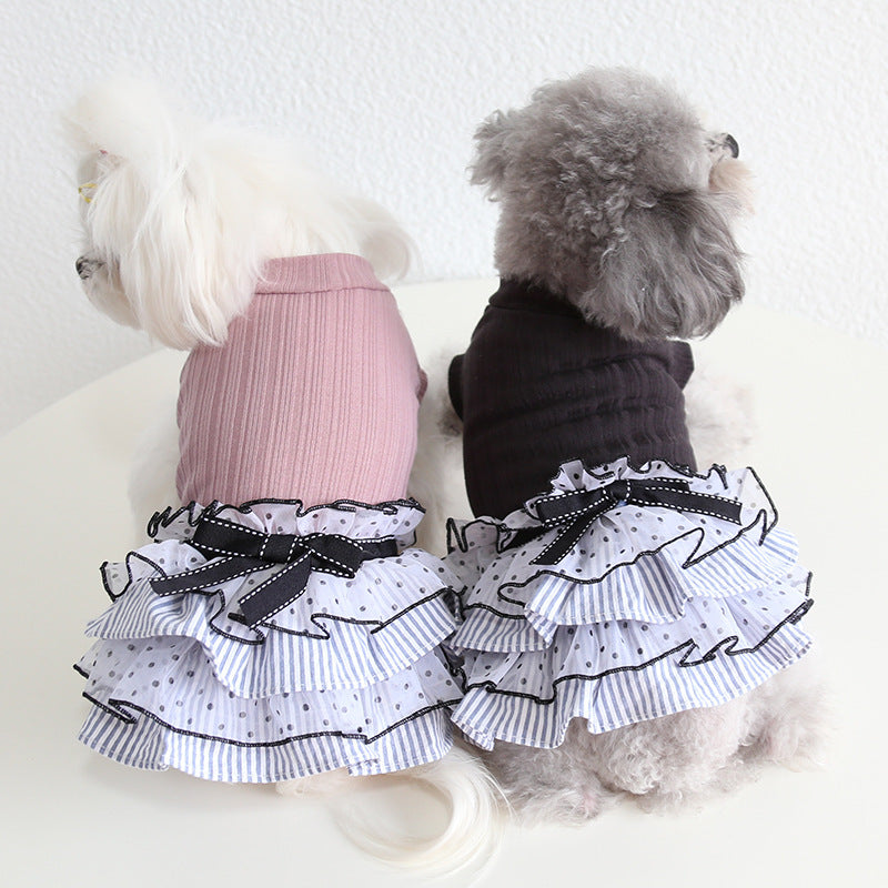 Robe de gâteau en dentelle à pois pour animaux de compagnie
