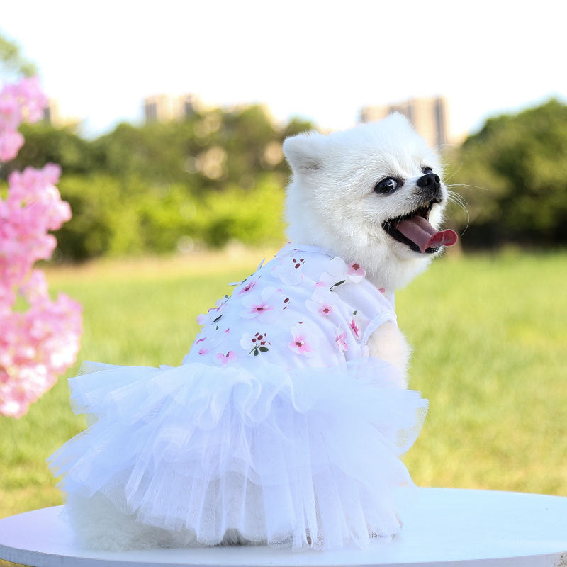 Jupe pour chien, fournitures pour animaux, jupe fleur de pêcher en coton