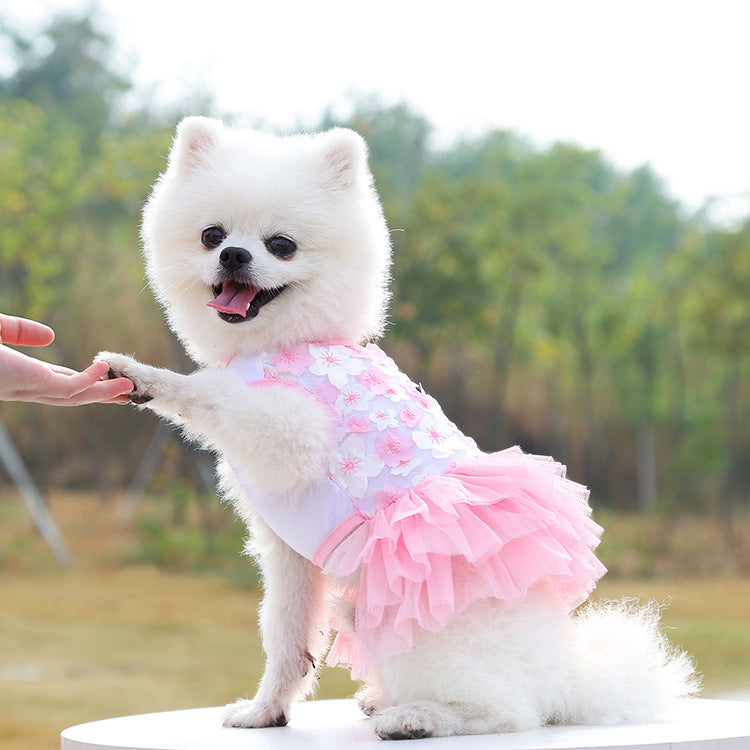 Jupe pour chien, fournitures pour animaux, jupe fleur de pêcher en coton