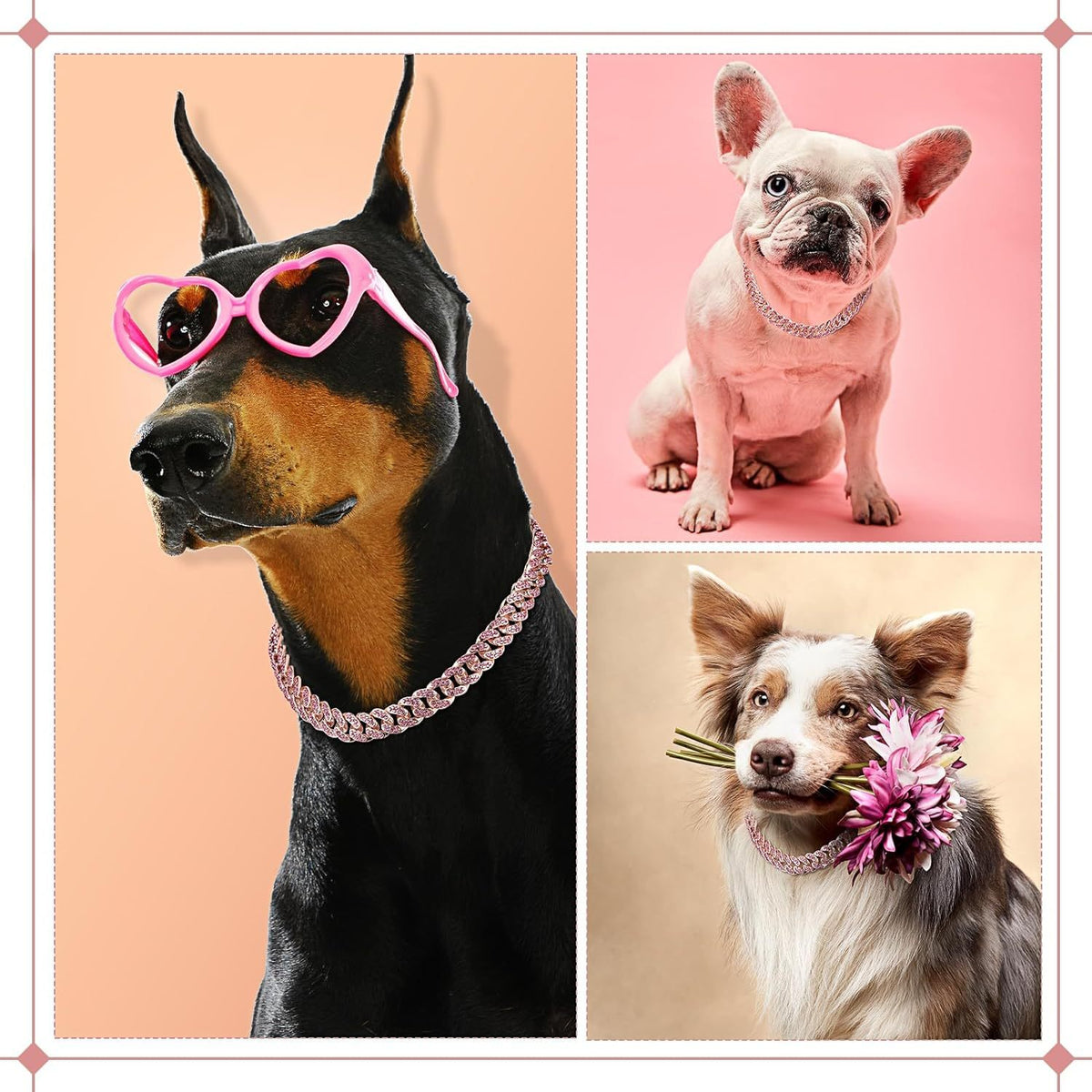 Collier pour chien en métal, chaîne pour chat, bijou avec cristaux pour animaux de compagnie, accessoires pour chiens et chats de petite, moyenne et grande taille